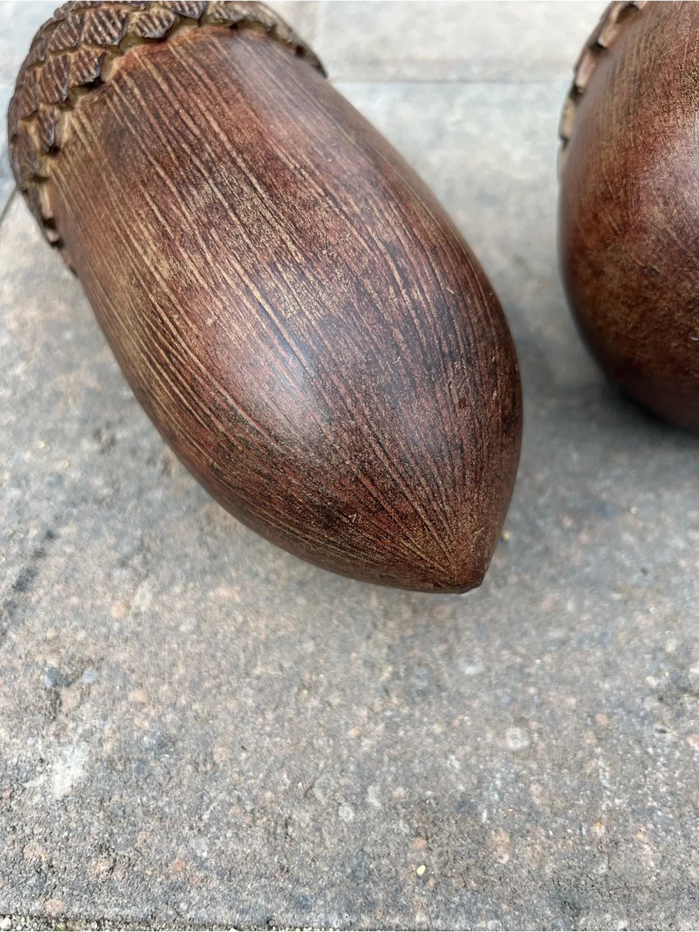 Pair of Large 7-9” Faux Bois Resin Acorn Sculptures – Woodland Decor Figurine